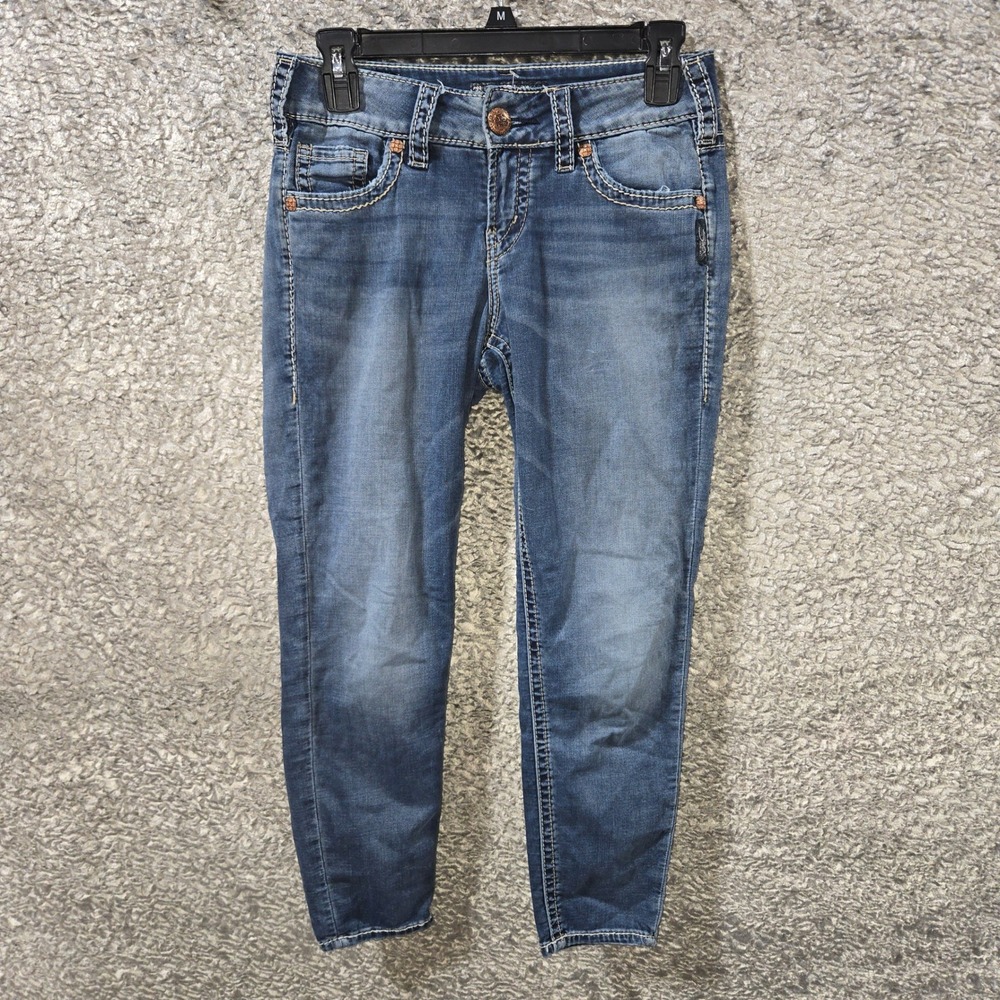 Silver Jeans Co Suki Mid Rise Skinny Jeans Medium‎ Wash Blue Denim Women 29x23